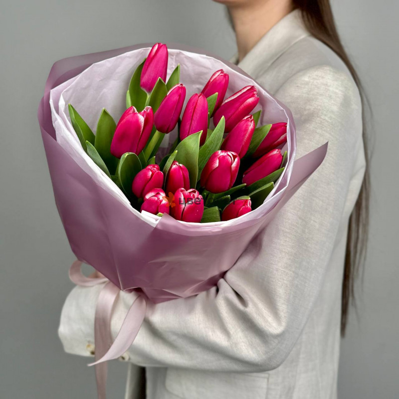 Малиновые тюльпаны, 15 шт